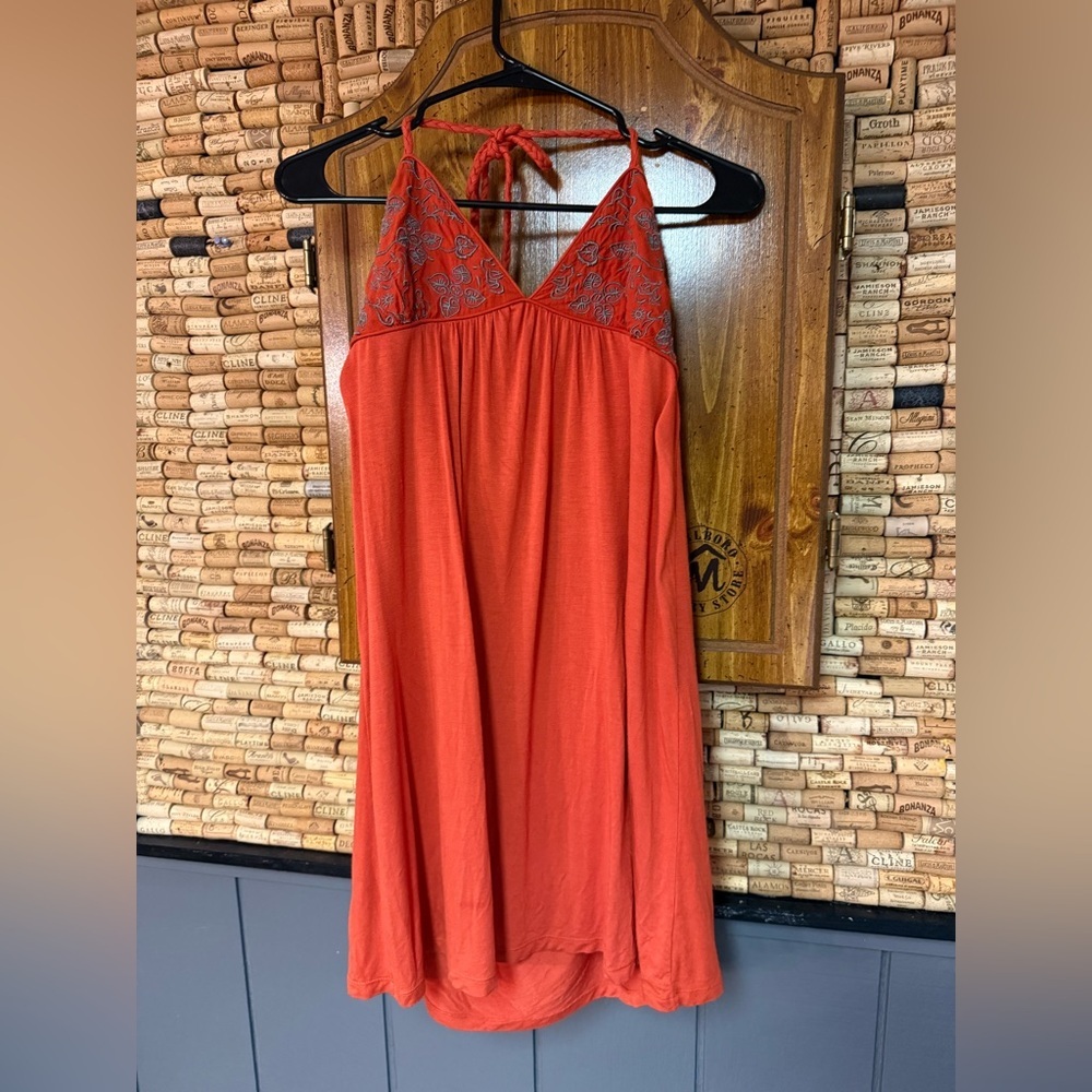 Y2K style Charlotte Russe rope tie neck embroidered tunic tank/dress size L